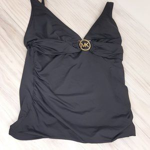 Michael Kors Black Sirred Tankini Top Size M